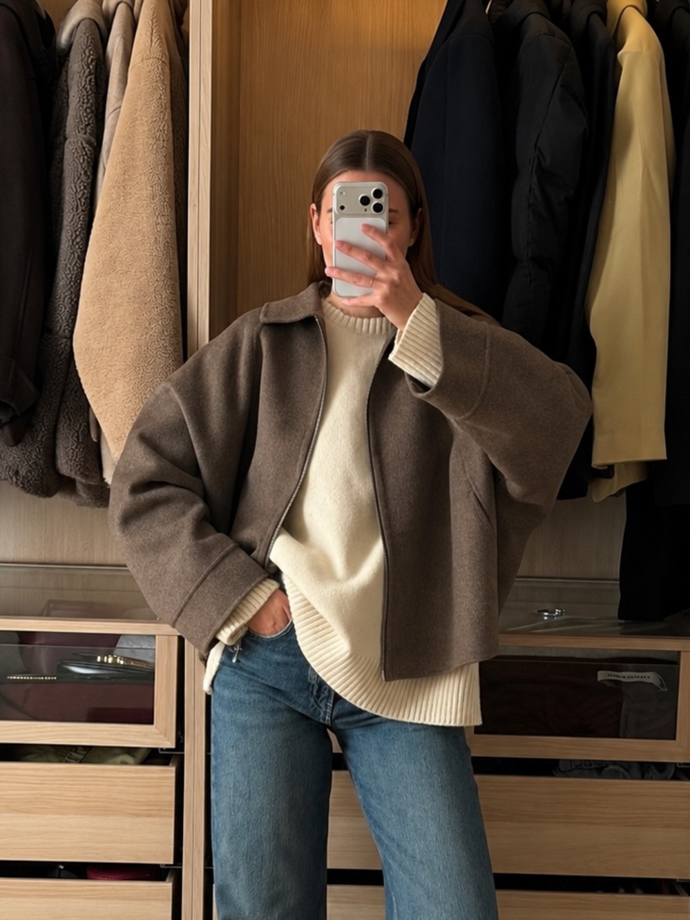 ZARA BNWT WOOL BLEND ZIPPER JACKET ZW COLLECTION. TAUPE 8491/045/737